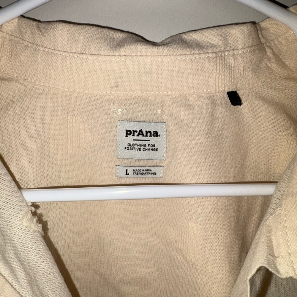 Prana Womens Cream Button Down Shirt Large - Picture 4 of 8